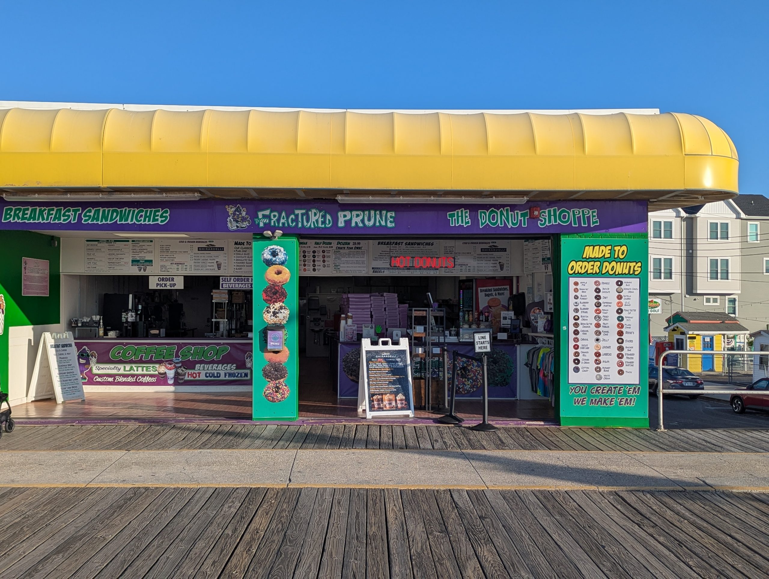 Fractured Prune Donuts storefront on the North Wildwood NJ boardwalk at 2102 Boardwalk